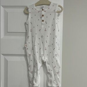 Carter’s White Sleeveless Baby Romper with Brown Accents